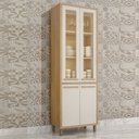 Ver imagem 1 de Armário Paneleiro 4 Portas com Vidro Torino Bege/Cinamomo/Off White