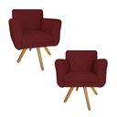 Ver imagem 1 de Conjunto 2 Poltrona Decorativa Com Base Giratória De Madeira Isabella Suede Vermelho Bordô - LM DECO