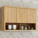 Ver imagem 1 de Armário Aéreo para Cozinha 120cm 3 Portas Ripado Torino Marrom/Cinamomo