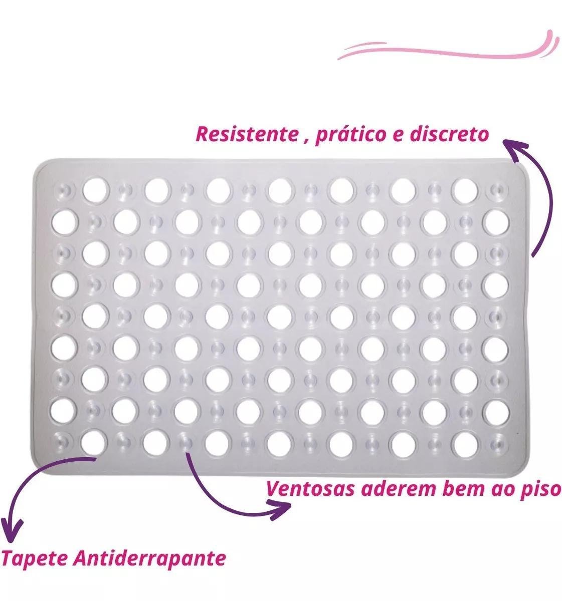 Tapete Box Antiderrapante Banheiro Retangular Ventosa 39 X - 2