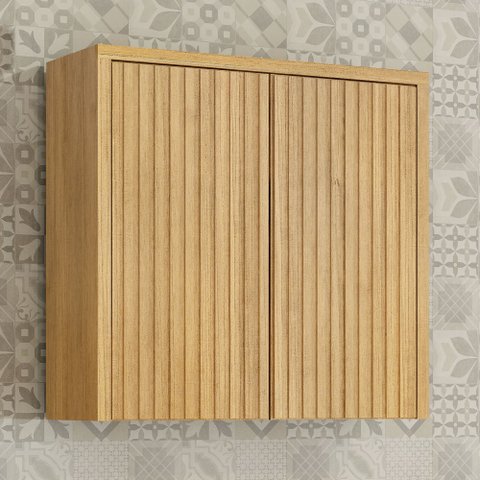 Armário Aéreo para Cozinha 80cm 2 Portas Ripado Torino Marrom/Cinamomo