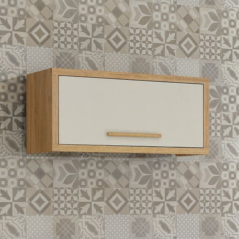 Armário Aéreo para Cozinha 1 Porta Geladeira Torino Bege/Cinamomo/Off White