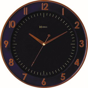 Relógio Parede 35cm Preto Tic-tac Dourado Ouro Herweg 6803