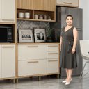 Ver mais imagens de Balcão para Cozinha 3 Portas 2 Gavetas 120cm Torino Bege/Cinamomo/Off White