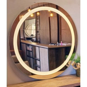 Espelho Redondo com Luz de Led 50cm Branco Quente