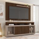 Ver imagem 3 de Conjunto Painel e Rack Bancada Toquio 180cm Mdp Portas de Correr Ripado Havana/fendi G11 - Gran Belo