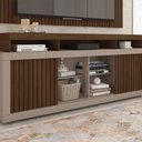 Ver imagem 5 de Conjunto Painel e Rack Bancada Toquio 180cm Mdp Portas de Correr Ripado Havana/fendi G11 - Gran Belo