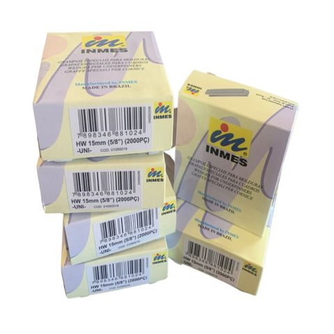 Kit com 3 Cxs do Grampo Inmes Hw 15mm para Unir Molduras 6 Mil Unidades