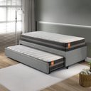 Ver imagem 3 de Bicama Box Solteiro Courino Linho Cinza 88x188 com Colchão Bogotá Molas Ultralastic Inducol