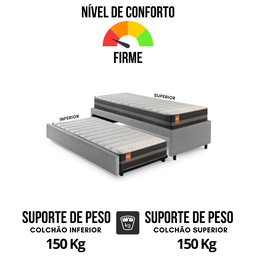 Bicama Box Solteiro Courino Linho Cinza 88x188 com Colchão Bogotá Molas Ultralastic Inducol - 6