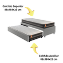 Ver imagem 7 de Bicama Box Solteiro Courino Linho Cinza 88x188 com Colchão Bogotá Molas Ultralastic Inducol