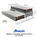 Ver imagem 2 de Bicama Box Solteiro Courino Linho Cinza 88x188 com Colchão Bogotá Molas Ultralastic Inducol