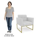 Ver imagem 7 de Sofá Namoradeira e 2 Poltronas Base Industrial Dourado Ana Linho Cinza - Ibiza