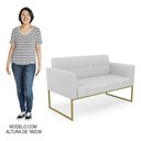 Ver imagem 6 de Sofá Namoradeira e 2 Poltronas Base Industrial Dourado Ana Linho Cinza - Ibiza
