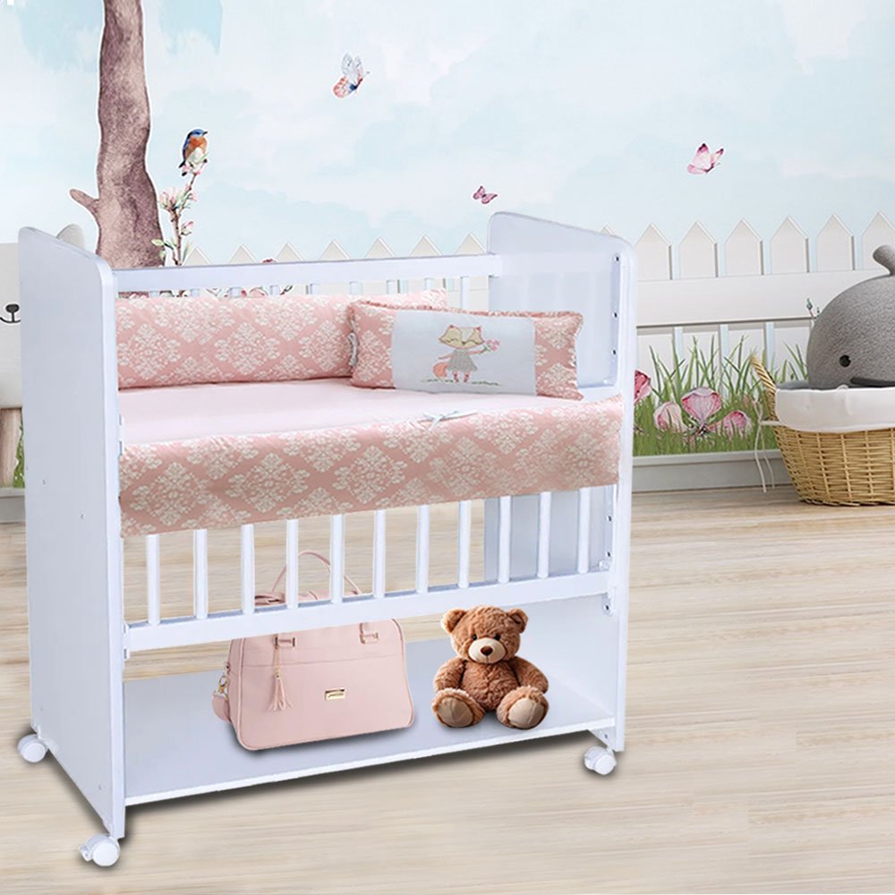 Mini Berço New Baby Bed Side Grade Móvel + Colchão:branco - 2