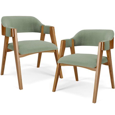 Kit 02 Cadeiras para Sala de Jantar e Estar Living Estofada Suran L02 Bouclê Oliva - Lyam Lyam Decor