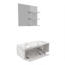 Ver imagem 3 de Gabinete de Banheiro Suspenso Mármore Branco com Cuba e Espelho Branco Tecno Mobili