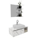 Ver imagem 2 de Gabinete de Banheiro Suspenso Mármore Branco com Cuba e Espelho Branco Tecno Mobili