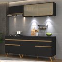 Ver imagem 3 de Armário de Cozinha Compacta 190cm com Leds Veneza Up Multimóveis V2031 Preto/Dourado