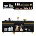 Ver imagem 6 de Armário de Cozinha Compacta 190cm com Leds Veneza Up Multimóveis V2031 Preto/Dourado