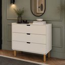 Ver imagem 4 de Cômoda para Quarto 3 Gavetas 90cm Orgânica Nordic A03 Off White Roble - Lyam Decor