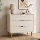 Ver imagem 1 de Cômoda para Quarto 3 Gavetas 90cm Orgânica Nordic A03 Off White Roble - Lyam Decor