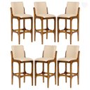 Ver imagem 1 de Kit 6 Banquetas para Área Gourmet Lisboa Madeira Imbuia Linho Bege M58 Rmi