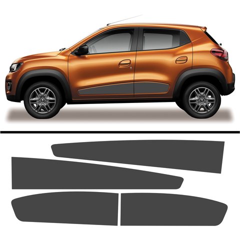 Adesivo Faixa Lateral Renault Kwid 2017 a 2022 Chumbo Teu Adesivo Cinza