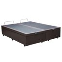 Ver imagem 1 de Base de Cama Box com Baú Queen ou King com 6 Pezinhos 2 Puxadores Frontais - Marrom - King Corino