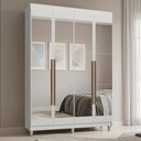 Ver imagem 1 de Guarda-Roupa Solteiro com Pés 4 Portas Batentes com Espelhos Branco/Branco/Rustic Saturno Madesa