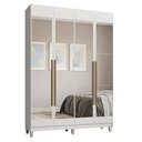 Ver imagem 2 de Guarda-Roupa Solteiro com Pés 4 Portas Batentes com Espelhos Branco/Branco/Rustic Saturno Madesa