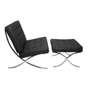 Ver imagem 4 de Poltrona com Banqueta Barcelona Base Cromada Couro Ecologico:preto