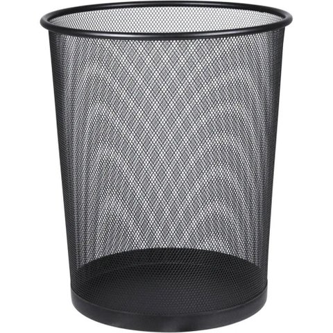 Cesto de Lixo 7,8L Aço Perfurado Redondo Preto Kala Design Aberto