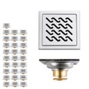 Ver imagem 1 de Ralo Inox 10x10 Banheiro Lavabo Kit 28 Uni Anti Inseto Anti Odor Jardim Quintal Duravel Higienico Se