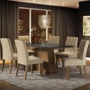 Ver imagem 2 de Conjunto Sala de Jantar Mesa Tampo de Vidro 6 Cadeiras Rustic/preto/imperial Stéfani Madesa