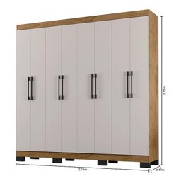 Guarda Roupa Casal B2348 Freijó Baunilha e Cabeceira Luiza 160 Cm Marfim Suede - Araplac - 3