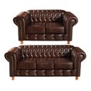 Ver imagem 1 de Conjunto Sofá Luís Xv 2 e 3 Lugares Chesterfield Capitonê Retrô - Couríssimo Marrom Café