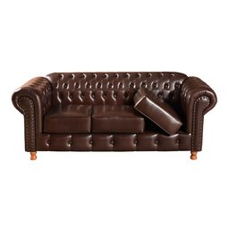 Conjunto Sofá Luís Xv 2 e 3 Lugares Chesterfield Capitonê Retrô - Couríssimo Marrom Café - 5