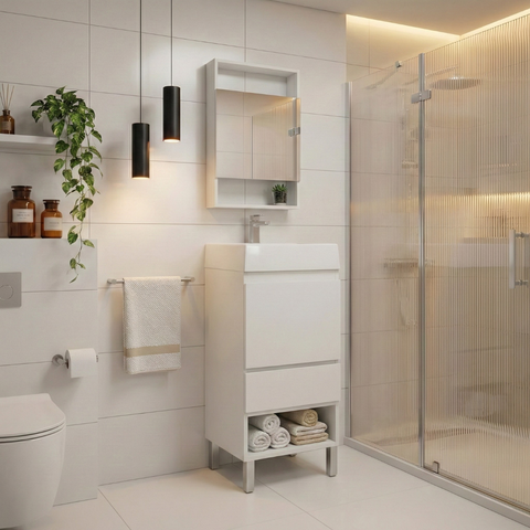 Conjunto Gabinete de Banheiro Royale com Pés 40cm