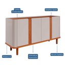 Ver imagem 2 de Aparador Buffet 4 Portas Pés de Madeira Retrô para Sala de Jantar 100% Mdf Eva Cimol Off White/