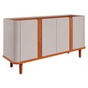 Ver imagem 1 de Aparador Buffet 4 Portas Pés de Madeira Retrô para Sala de Jantar 100% Mdf Eva Cimol Off White/