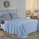 Ver imagem 1 de Jogo de Cama Casal Viúva Nobre 4 Peças Malha 100% Algodão - Azul-bebê / Cinza