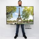 Ver imagem 2 de Quadro Decorativo Caixa Alta com Vidro Cidade Paris - Torre Eiffel TaColado Moldura Preta 120 x 80c