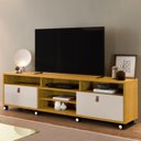 Ver imagem 1 de Rack para TV até 65 Polegadas 190cm Tvs de com Rodízios Genova Amarelo