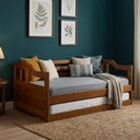 Ver imagem 2 de Sofá Cama Solteiro de Madeira Maciça com Cama Auxiliar Repleta