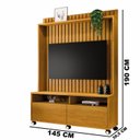 Ver imagem 3 de Estante Ripado para TV até 50 Polegadas MDF 145CMX190CM Rodízio 2 Gavetas Estilos Marrom