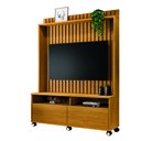 Ver imagem 2 de Estante Ripado para TV até 50 Polegadas MDF 145CMX190CM Rodízio 2 Gavetas Estilos Marrom