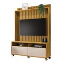 Ver imagem 2 de Estante Ripado para TV até 50 Polegadas MDF 145CMX190CM Rodízio 2 Gavetas Estilos Marrom