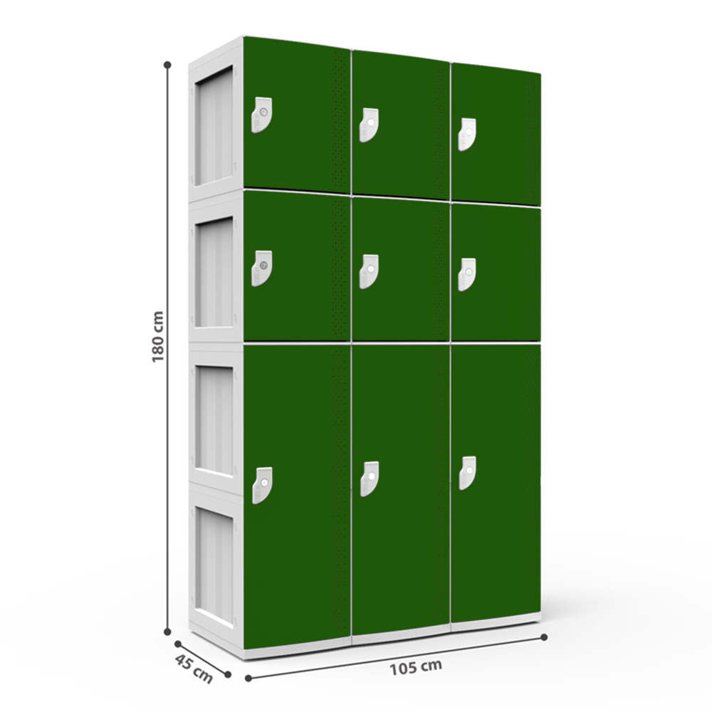 Armário de Plástico 9 Portas - Nk 3383 Nilko Armários Verde Chave Padrão - 3