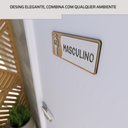 Ver imagem 4 de Placa de Banheiro Placas para Banheiro Feminino Masculino:branco - Masculino 12x26